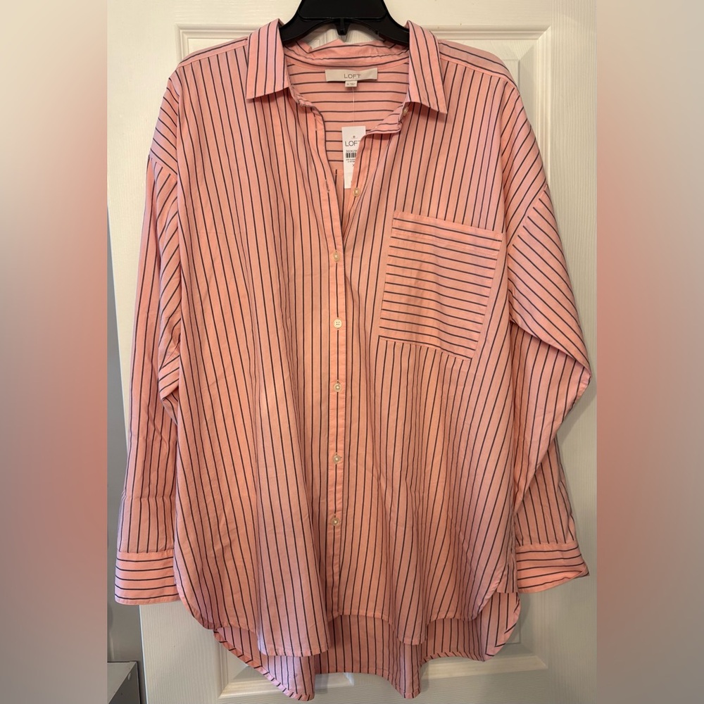 NWT Women’s Loft Button-Down Striped Shirt - XL (see note)